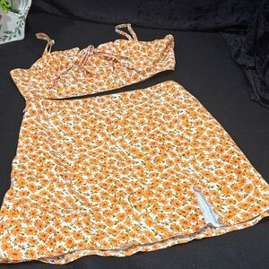 SHEIN Orange Floral Two-Piece Set